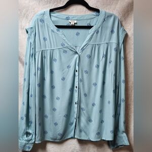 A.N.A Relaxed Blue Buttoned Sailor Collar Blouse